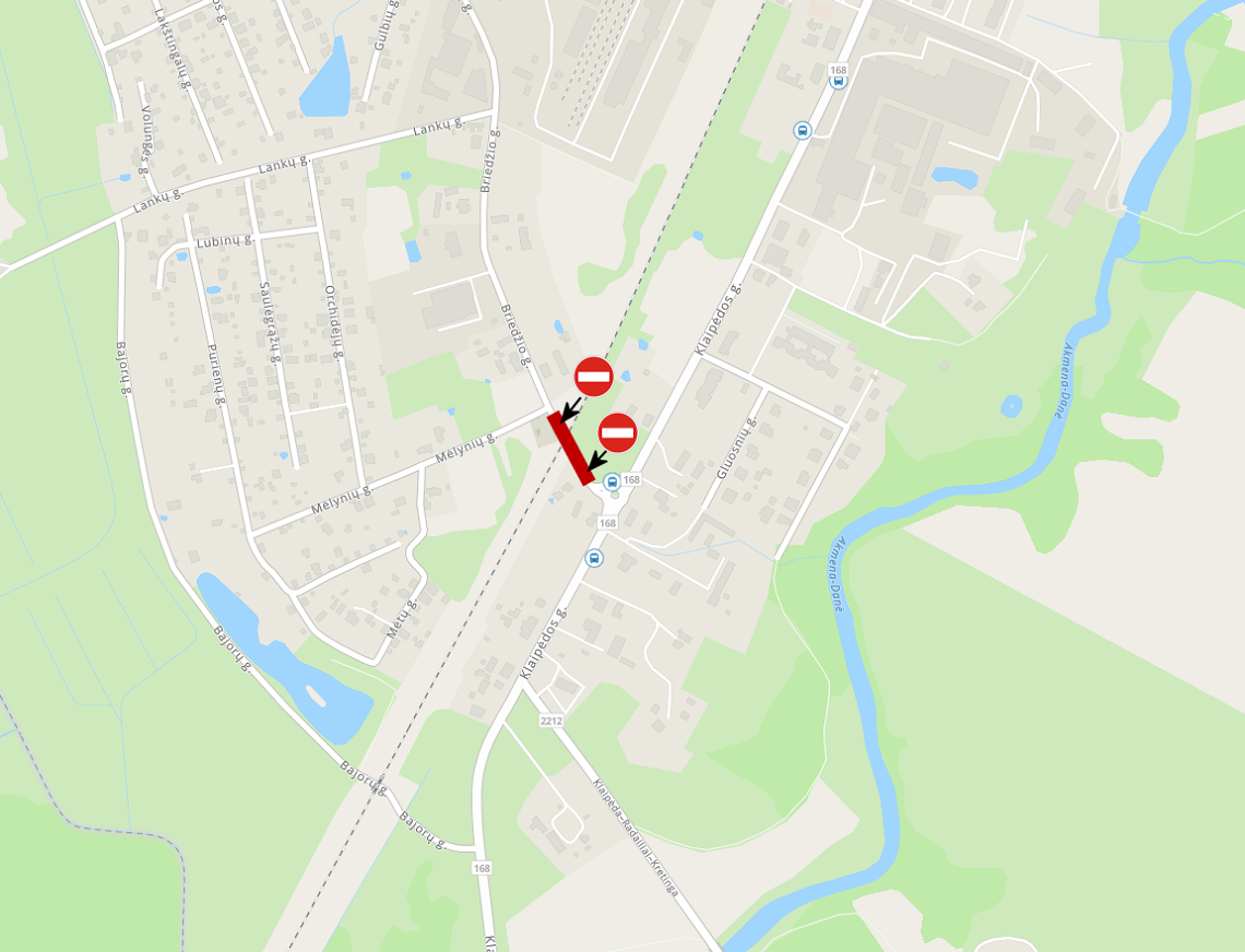 Laikinai bus uždaryta geležinkelio pervaža Briedžio g. Kretingoje